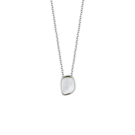 Серебряное колье с перламутром и родированием