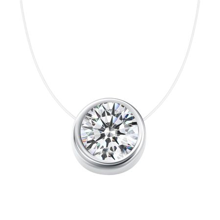 Серебряное колье на леске с фианитом