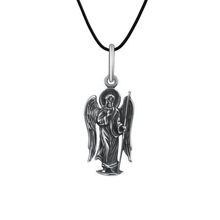 Серебряная подвеска Ангел-хранитель с чернением