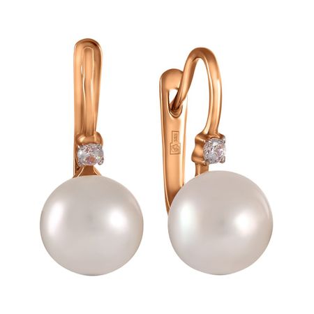 Серьги из золота с жемчугом и фианитами