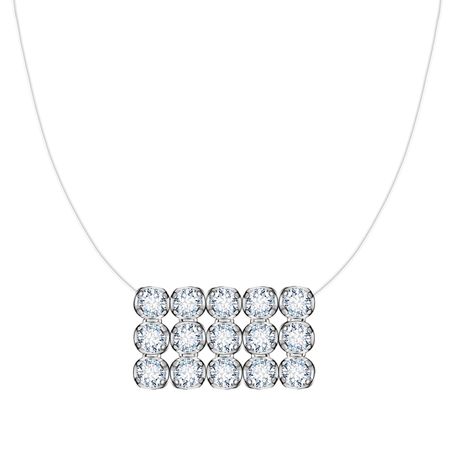 Колье на леске с серебряной подвеской с фианитами и родированием