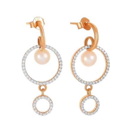 Серьги-пусеты TALANT из золота с жемчугом и фианитами