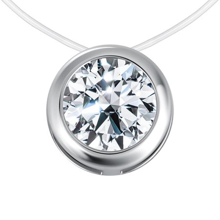 Серебряное колье на леске с фианитом и родированием