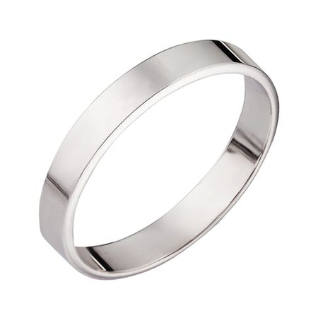 Плоское обручальное кольцо из белого золота 3 мм кри ная пирамида из белого кварца