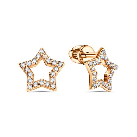 Серебряные серьги Звезда с фианитами и позолотой хру ная люстра ловца солнца звезда нептуна 38 50 мм