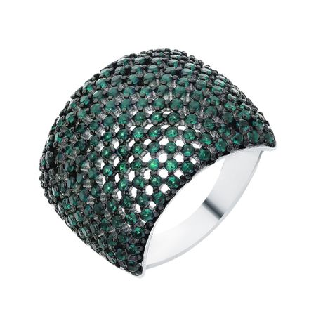 Кольцо из серебра с ювелирными  кристаллами