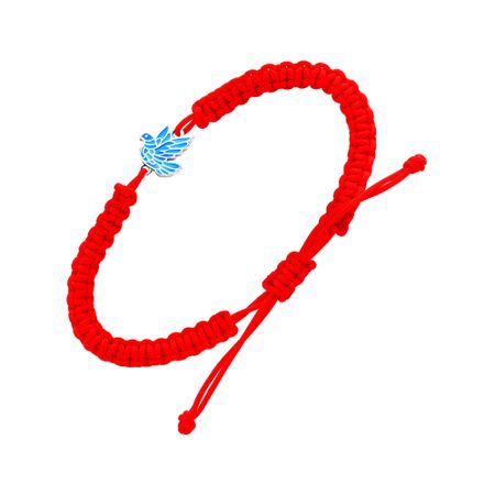 Браслет на нитке с подвеской Птица из серебра с эмалью