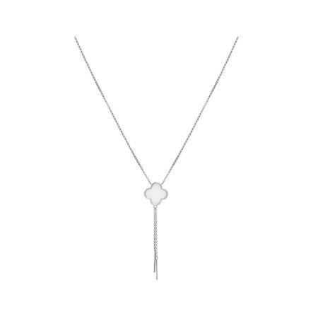 Серебряное колье Клевер с керамикой и родированием брелок my lucky charm клевер металл