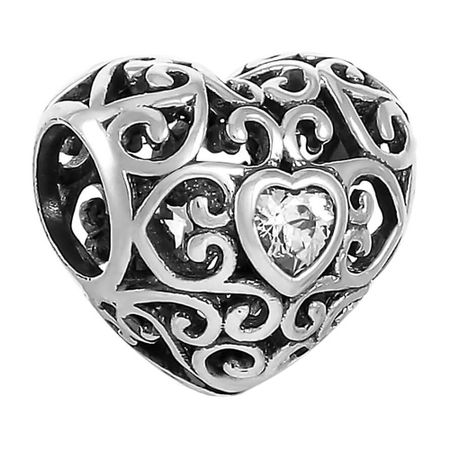 Подвеска-шарм Сердце из серебра с фианитом