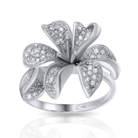 Кольцо SOKOLOV Цветок из серебра с фианитами