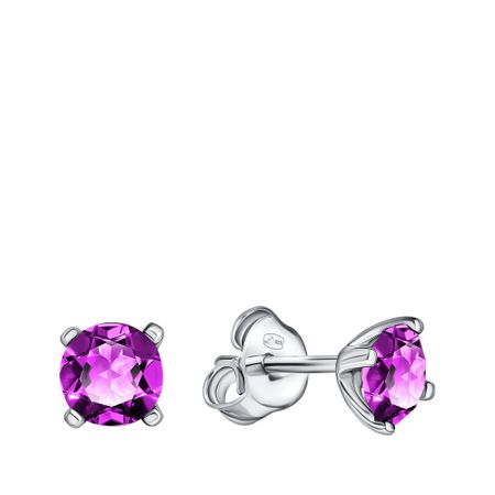 Серебряные серьги с ювелирным стеклом и родированием