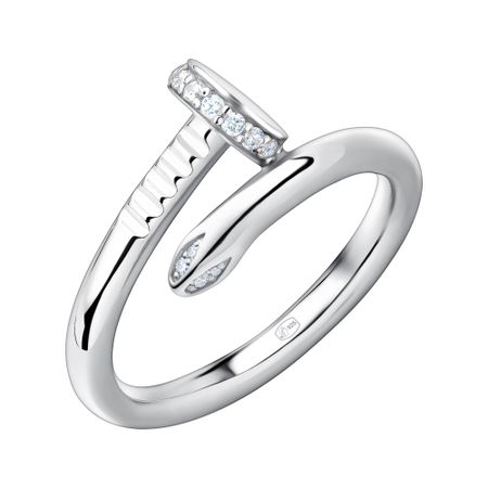 Серебряное кольцо с фианитами и платиновым покрытием