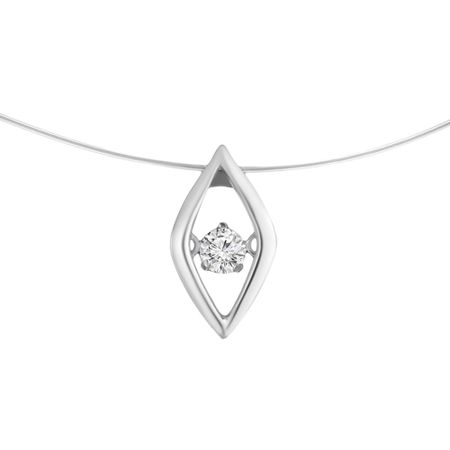 Серебряное колье на леске с фианитом и родированием