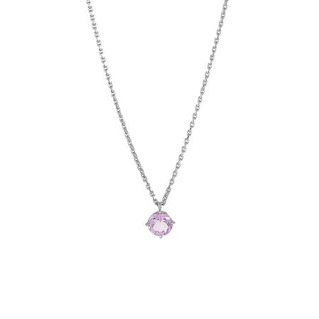 Серебряное колье с аметистами и родированием р. 40-50