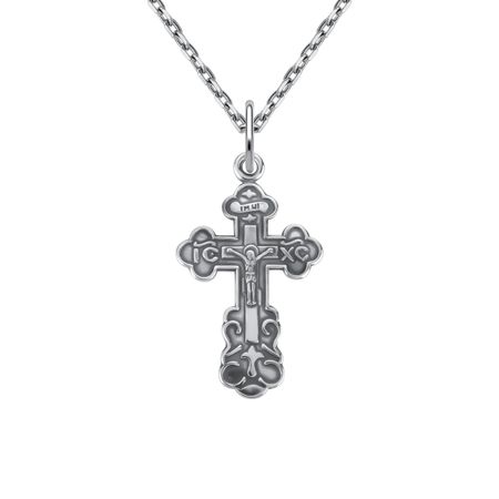 Серебряная подвеска Крест с чернением