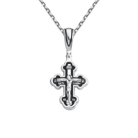 Серебряный крест с чернением и родированием