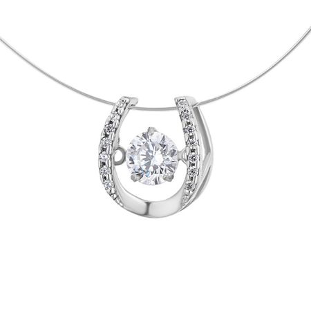 Серебряное колье на леске с фианитами и родированием