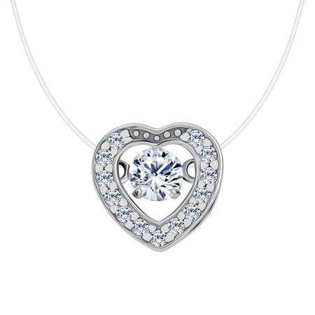 Серебряное колье на леске с фианитами и родированием