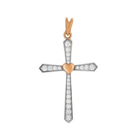 Золотая подвеска Крест с бриллиантами