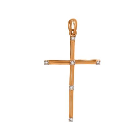Золотая подвеска Крест с бриллиантами