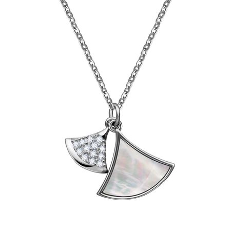 Серебряное колье с перламутром и фианитами с родированием