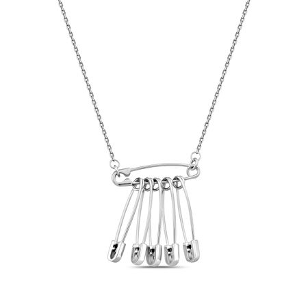 Серебряное колье Булавки с фианитами и родированием р. 50-55