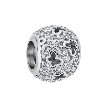 Серебряный шарм Бабочки с фианитами и родированием