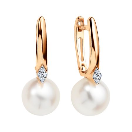 Серьги из золота с жемчугом и фианитами