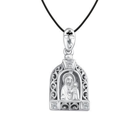 Серебряная подвеска Икона с фианитами и чернением