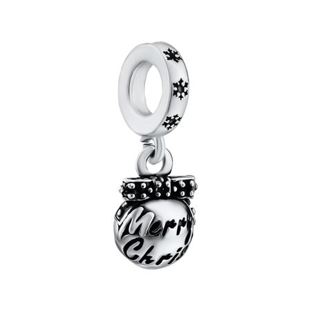 Серебряный шарм Merry Christmas с чернением