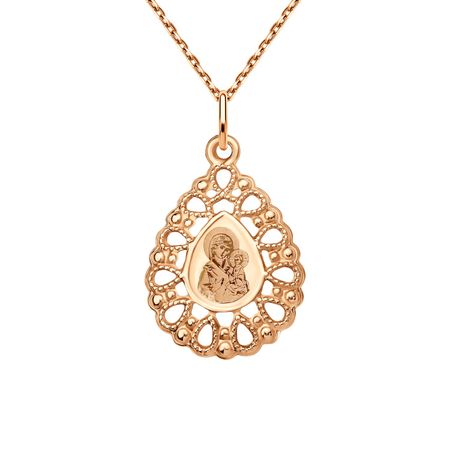 Золотая подвеска Икона Тихвинская Божией Матери