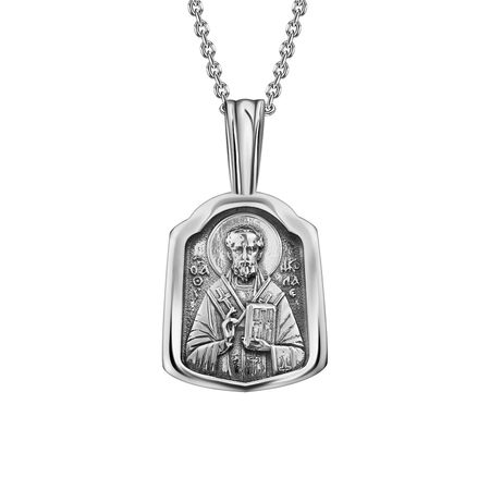 Серебряная подвеска Икона Николая Чудотворца с чернением