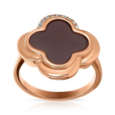 Серебряное кольцо с керамикой и фианитами из коллекции КЛЕВЕР