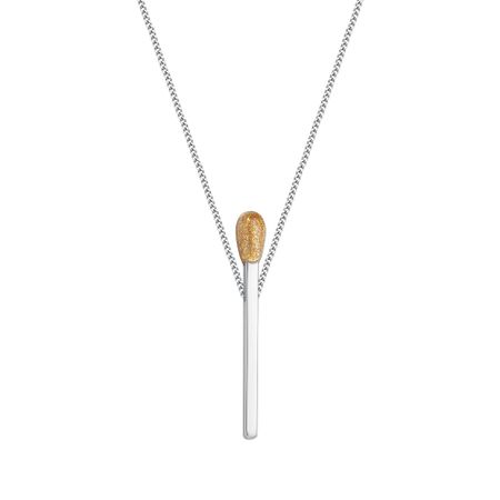 Серебряное колье Спичка с эмалью и родированием