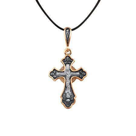 Серебряный крест с чернением и позолотой