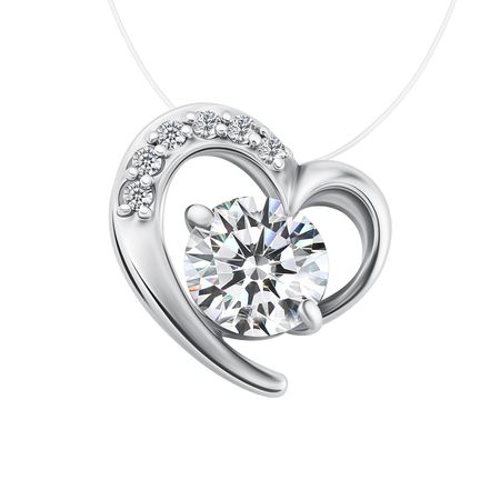 Серебряное колье на леске с фианитами