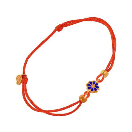 Браслет на нитке Возлюби ближнего своего с серебряной подвеской и эмалью