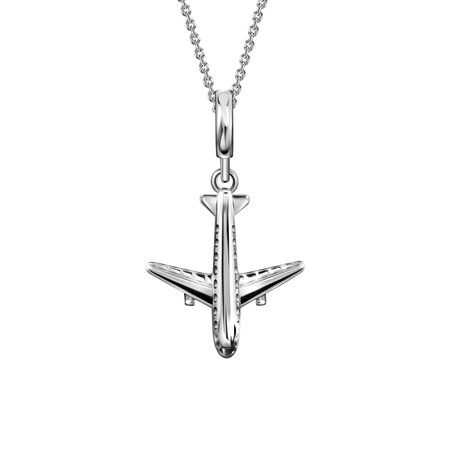 Серебряный шарм Самолет с родированием