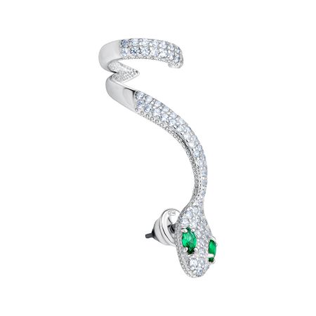 Серебряная серьга Змея с фианитами и родированием татьяна витальевна устинова серьга артемиды