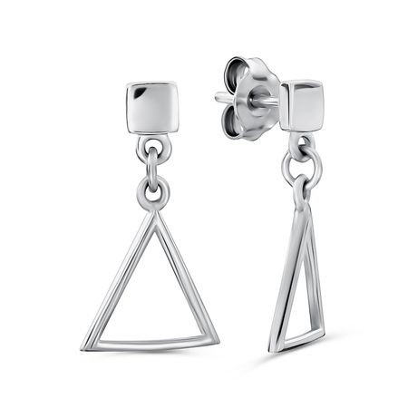 Серебряные серьги Треугольник с родированием чертежный стамм s линейка 15см треугольник 30 треугольник 45 транспортир