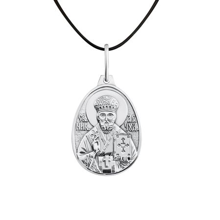 Серебряная подвеска Святой Николай с чернением