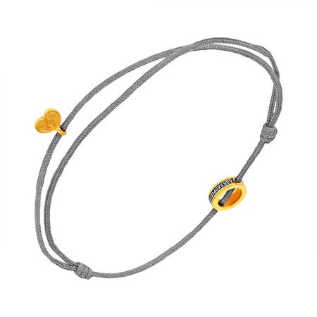 Браслет на нитке с подвеской из серебра с позолотой и чернением