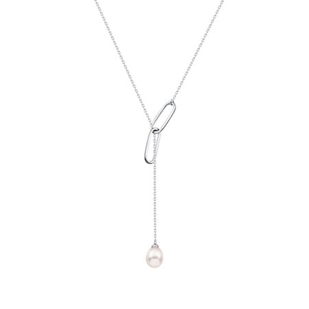 Серебряное колье с жемчугом колье lanzerotti колье crespino тройное с жемчугом агатом и кристаллами