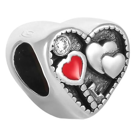 Серебряный шарм Сердце с эмалью и фианитами