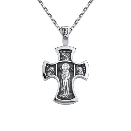 Серебряный крест Господь Вседержитель с платинированием