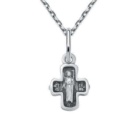 Крестик Ангел Господень из серебра с фианитом