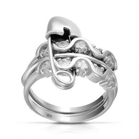 Кольцо Булавка из серебра с фианитами