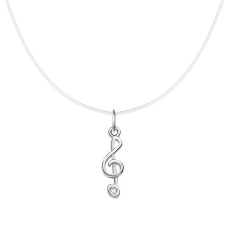 Серебряное колье Скрипичный ключ на леске с фианитом и родированием тетрадь для нот listoff скрипичный ключ а4 24 листа