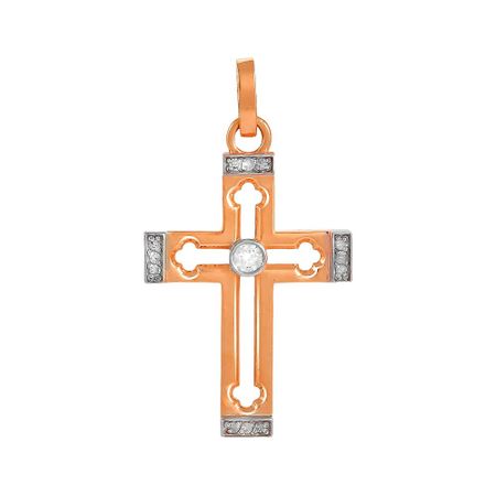 Золотая подвеска Крест с бриллиантами