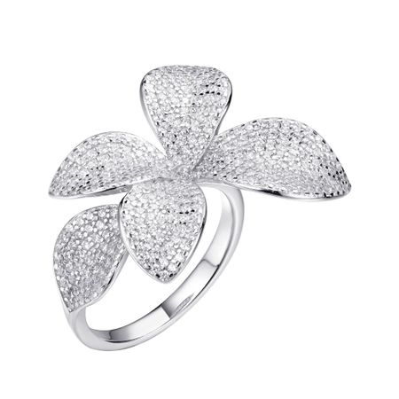 Кольцо Цветок из серебра с фианитами